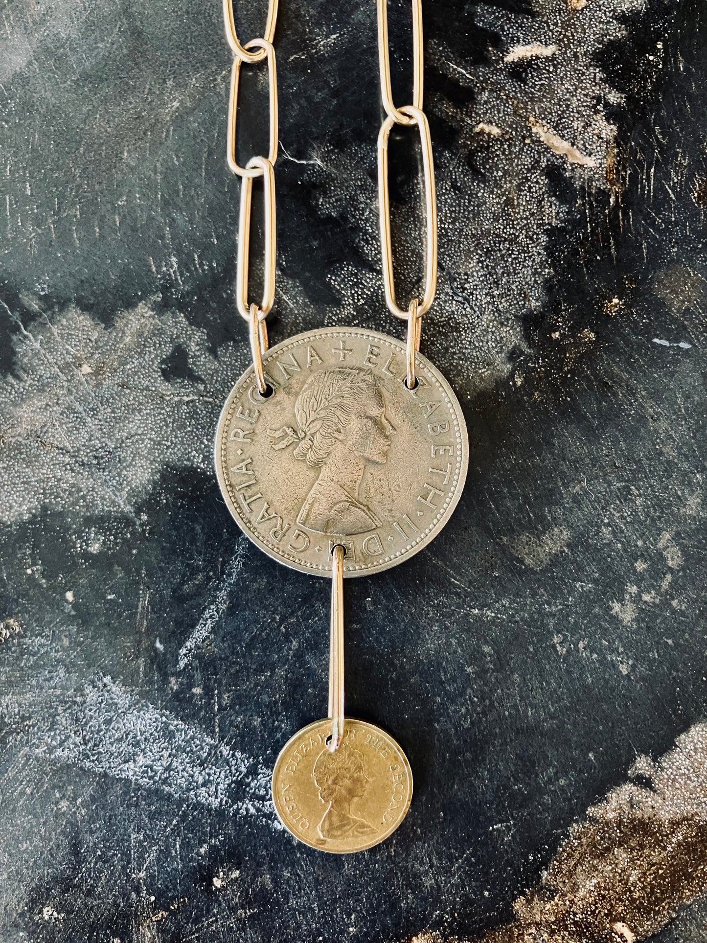 1962 United Kingdom & 1982 Hong Kong Double Coin Necklace