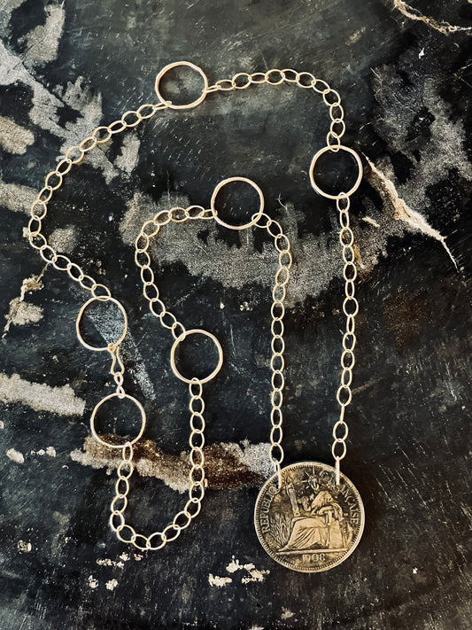 Vintage French Medallion Necklace