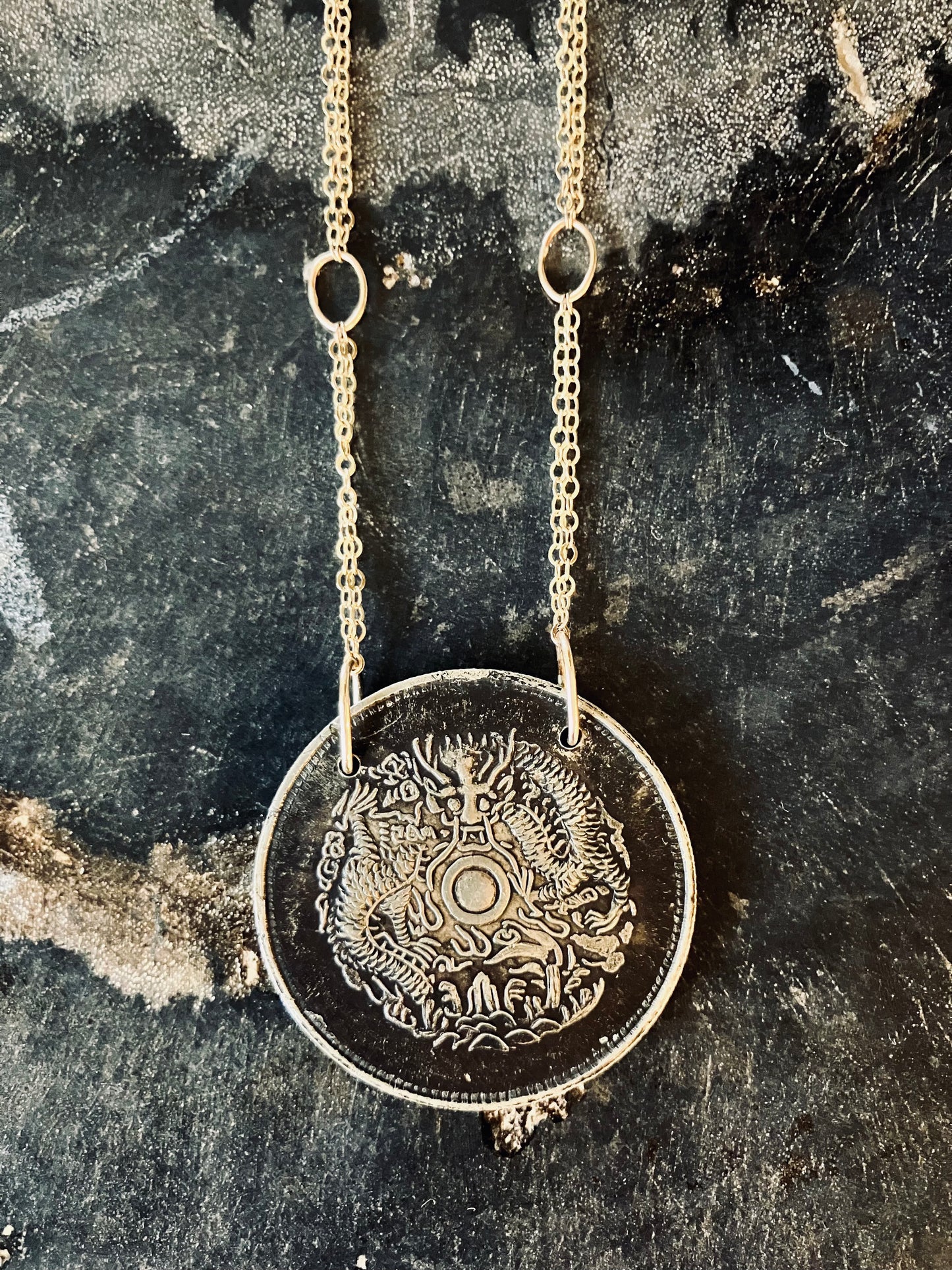 Vintage Dragon Medallion Necklace