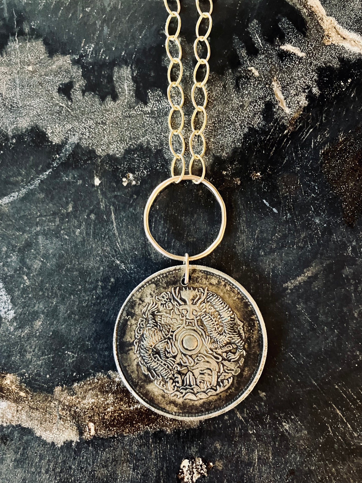 Vintage Dragon Medallion Necklace