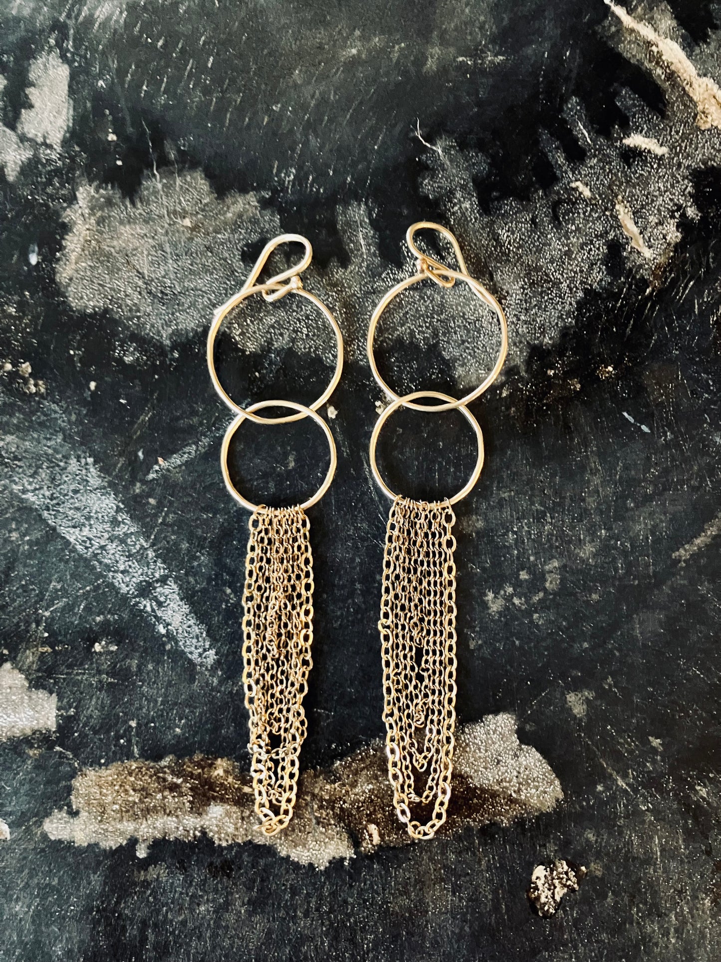 14k Gold Filled Hoop Chain Earrings