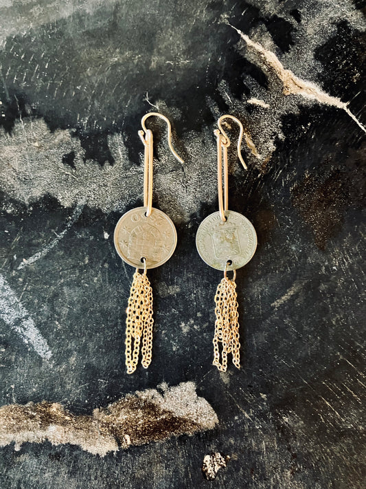 14k Gold Filled Vintage Coin Earrings